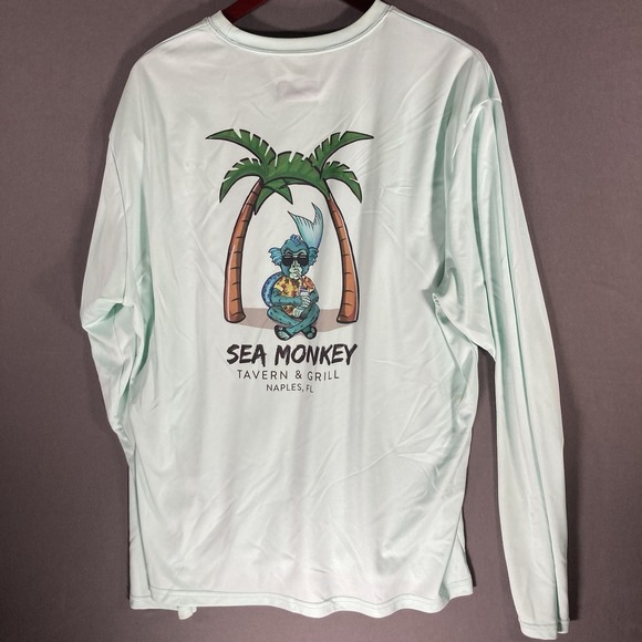 Sea Monkey Tavern & Grill Long Sleeve T Shirt Moist Wickening Size XL Blue - Picture 1 of 7